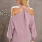 Cute Pink Cold Shoulder Sweater