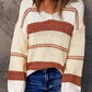 Beige Red Striped Sweater