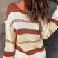 Beige Red Striped Sweater