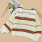 Beige Red Striped Sweater