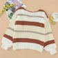 Beige Red Striped Sweater