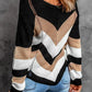 Chevron Colorblock Knit Sweater