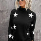 Turtleneck Star Print Sweater