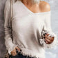 V Neck Tasseled Sweater