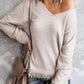 V Neck Tasseled Sweater