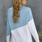 Light Blue White Patchwork Dropped Shoulder Sweatshirt