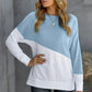 Light Blue White Patchwork Dropped Shoulder Sweatshirt