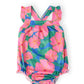 Luau Floral Ruffle Cross Back Romper