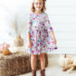 Midnight Rain 3/4 Sleeve Pocket Twirl Dress