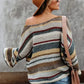 Multi-color Dropped Shoulder Striped Relaxed Sweater