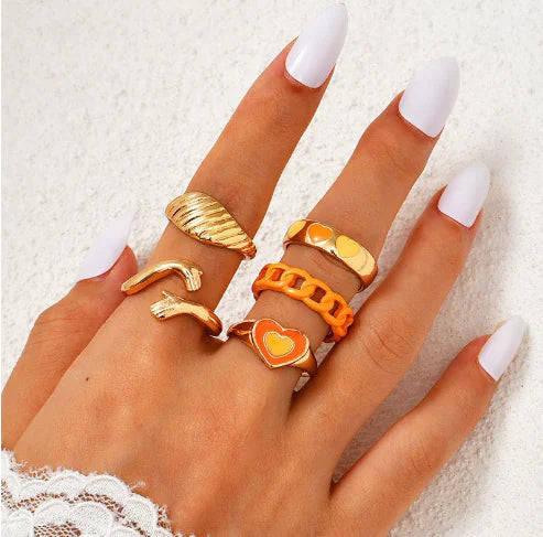 Vintage Embrace Hands Rings Set