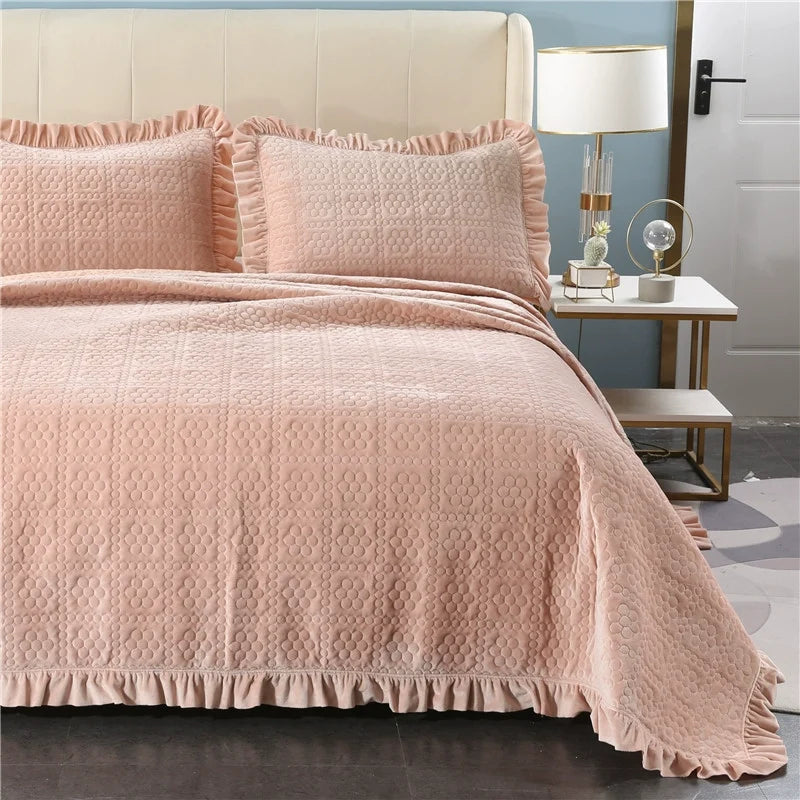 Chalet Velvet & Cotton Bedspread Set, 3-Piece