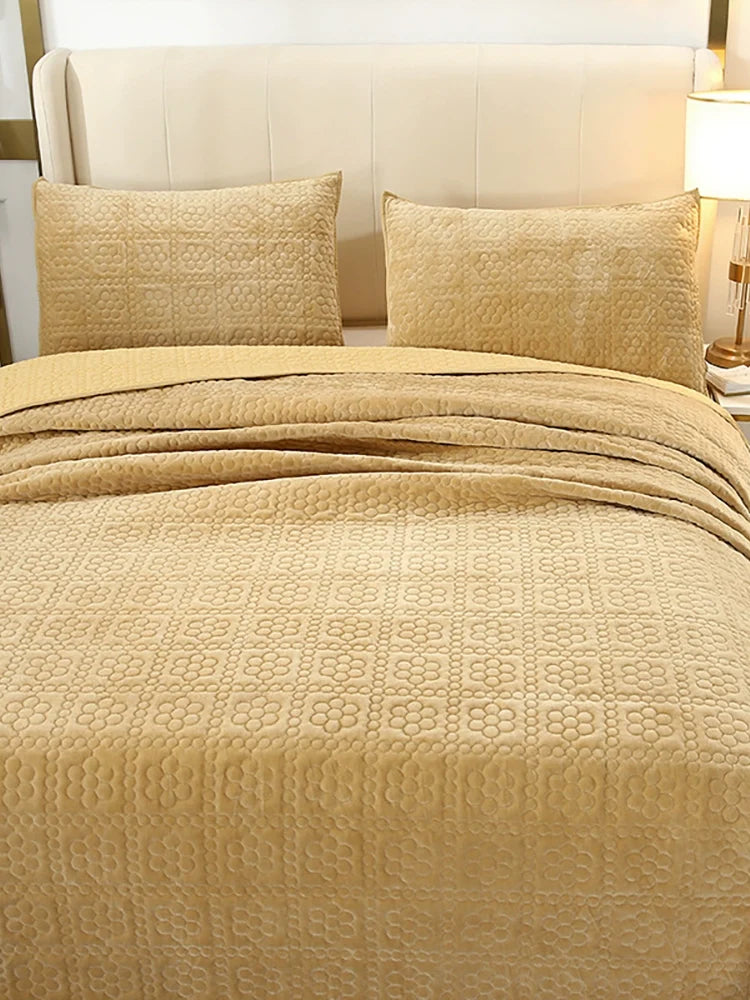 Chalet Velvet & Cotton Bedspread Set, 3-Piece