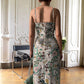 Women's Printed Backless Slit Sling Dress