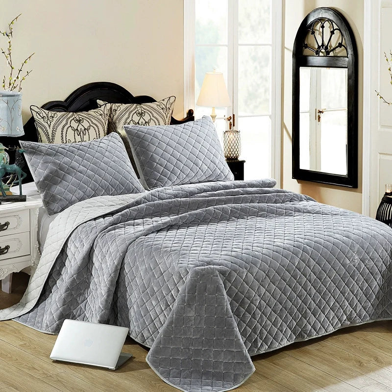 Chalet Velvet & Cotton Bedspread Set, 3-Piece