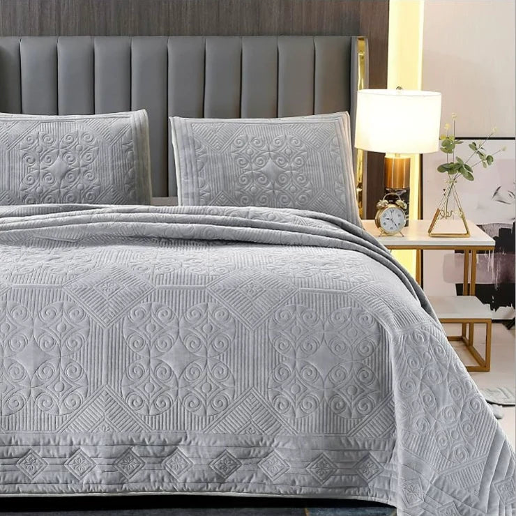 Chalet Velvet & Cotton Bedspread Set, 3-Piece