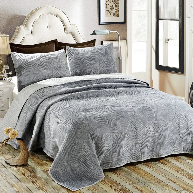 Chalet Velvet & Cotton Bedspread Set, 3-Piece