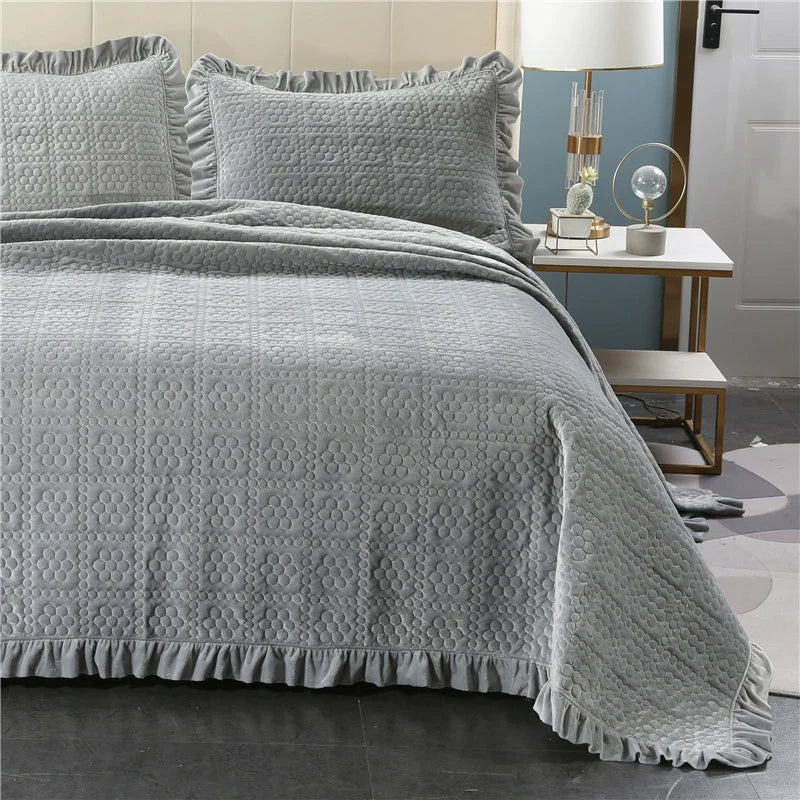 Chalet Velvet & Cotton Bedspread Set, 3-Piece