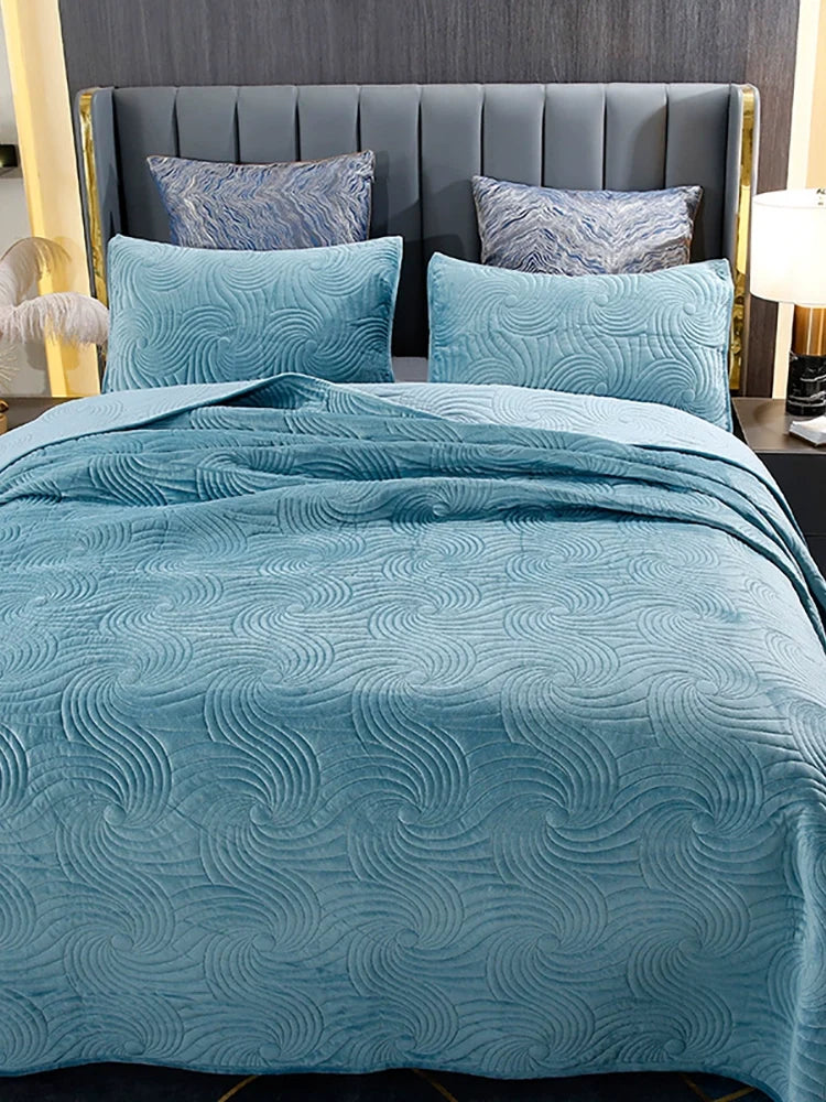 Chalet Velvet & Cotton Bedspread Set, 3-Piece
