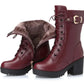 Women's Cotton-Lined Leather Martin Boots