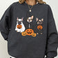 Ghost Dogs Skeleton Halloween Pumpkin Witch Meme Spooky Costume Graphic Sweatshirt