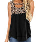 Women's Sleeveless Color Block Leopard Print Top