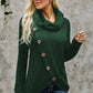 Olive Green Buttoned Wrap Turtleneck Sweater