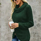 Olive Green Buttoned Wrap Turtleneck Sweater
