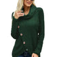 Olive Green Buttoned Wrap Turtleneck Sweater