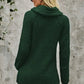 Olive Green Buttoned Wrap Turtleneck Sweater