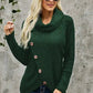 Olive Green Buttoned Wrap Turtleneck Sweater