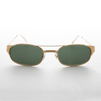Narrow Rectangular Aviator Frame with Glass Lens - Poncho