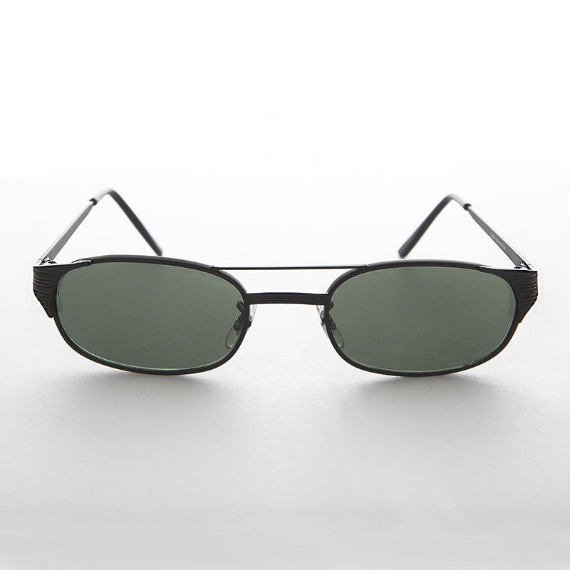 Narrow Rectangular Aviator Frame with Glass Lens - Poncho