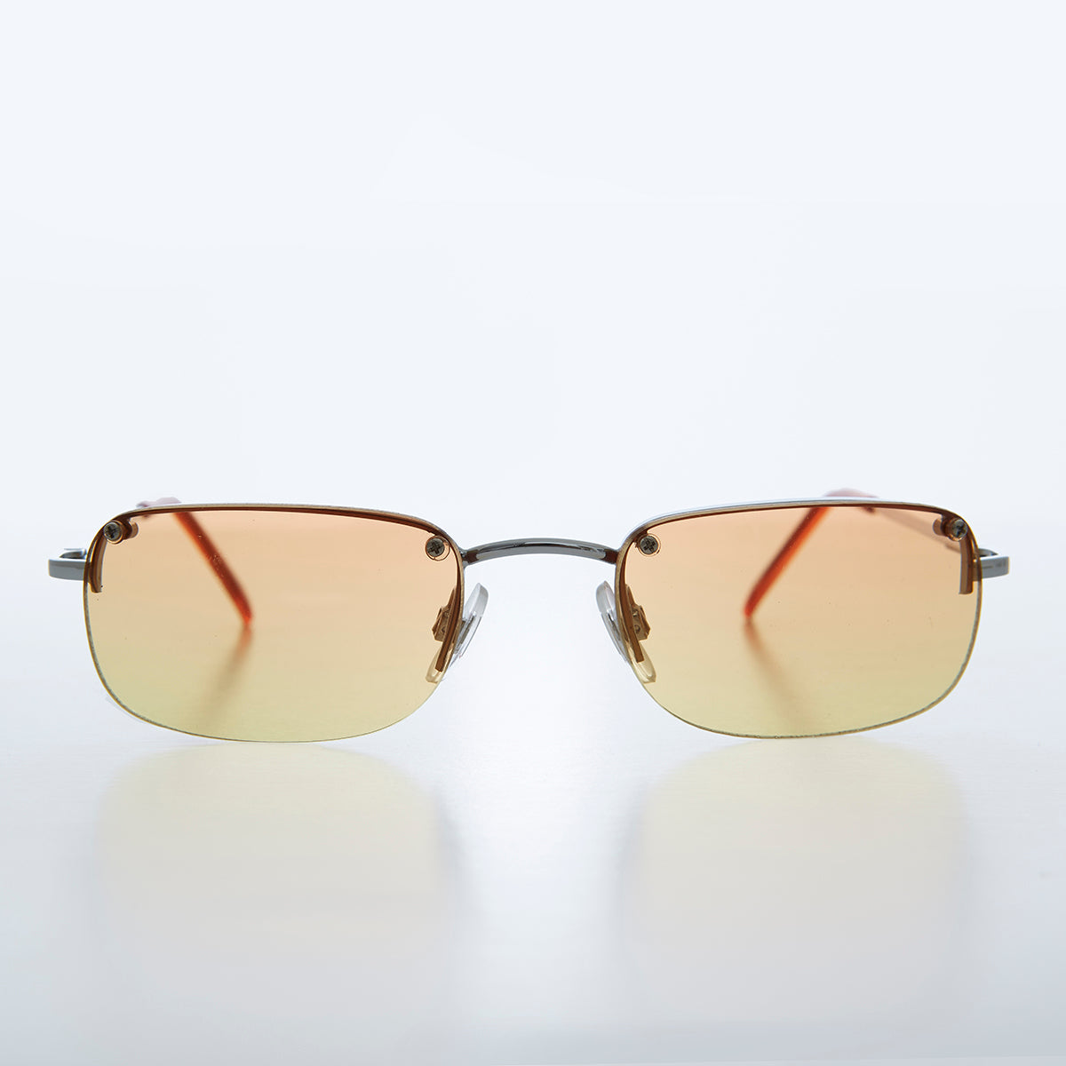 Rimless 90s Rectangle Sunglass with Two Color Lens - Rumi