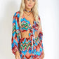 Rainbow Waves Bohemian Front Tying Crop Top