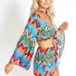 Rainbow Waves Bohemian Front Tying Crop Top