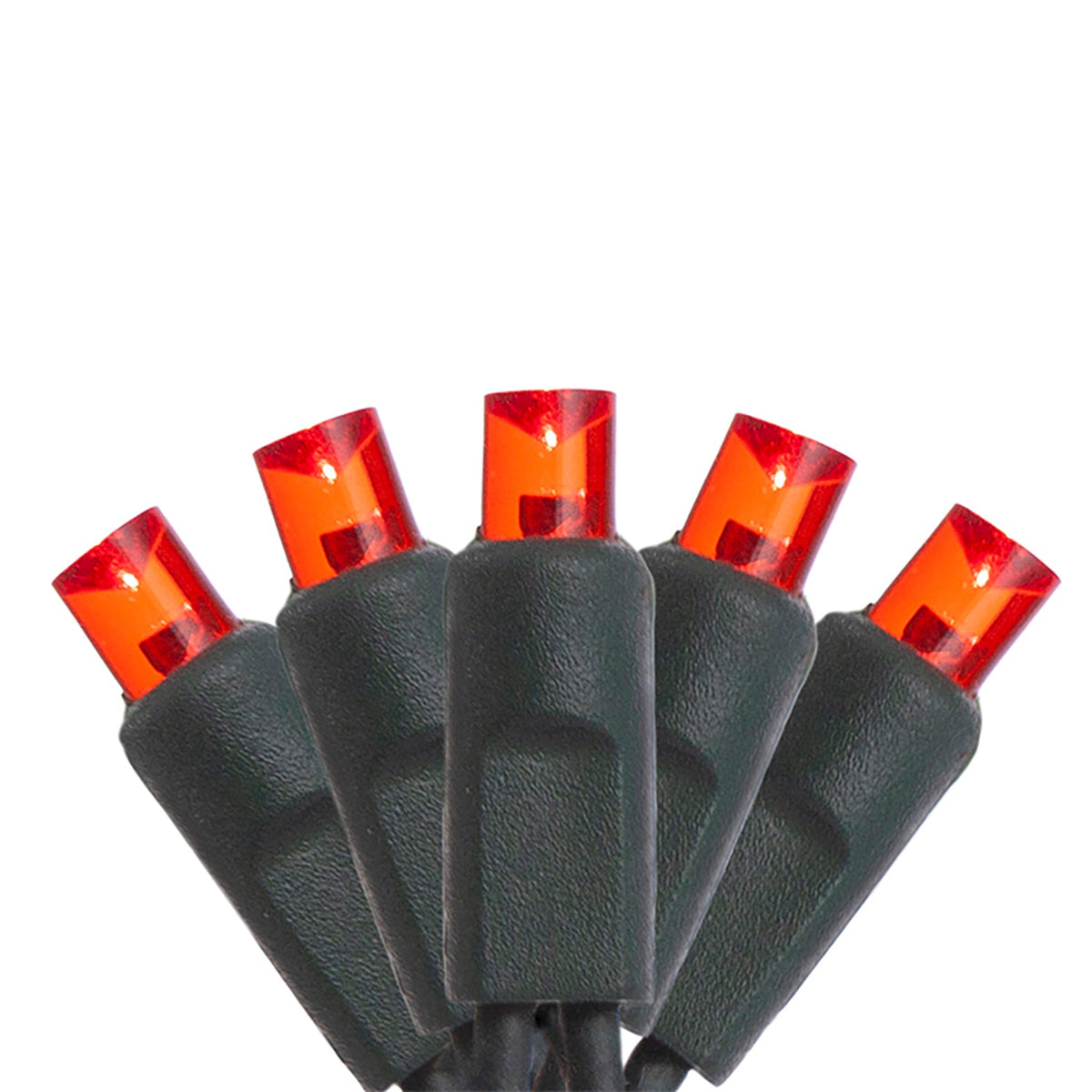 4 pack - 5mm - 100 ct - Red LED - 4" spacing - Green wire - 33 ft long