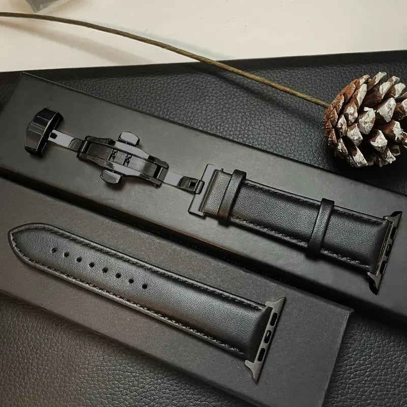 Apple Watch Leather Band with Metal Folding Clasp