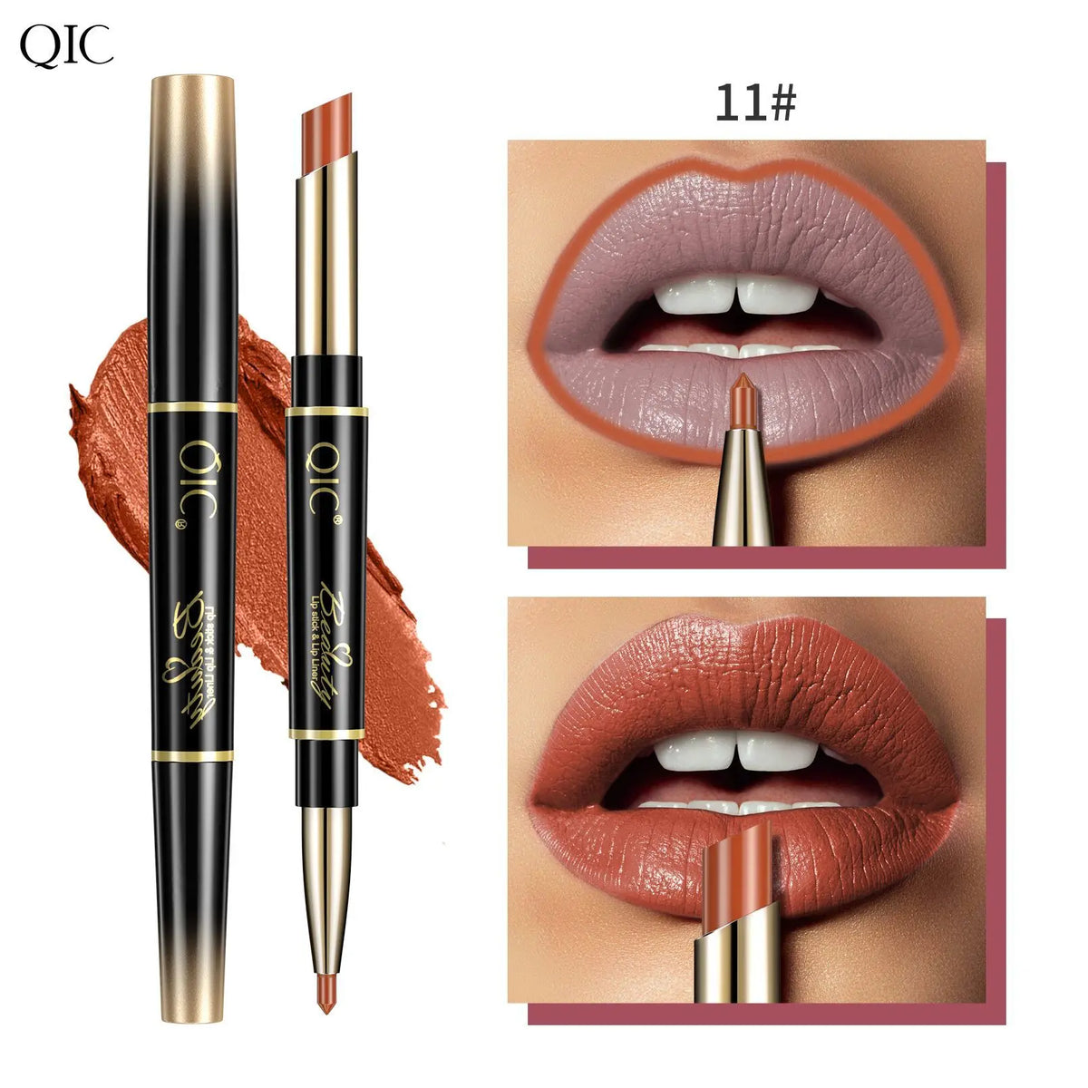2 IN 1 Lip Liner Waterproof Nude Matte Lipstick Pencil Sexy Red Long Lasting Double Ended Lipliner Makeup Cosmetics For Women