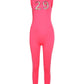 Women Tracksuit Slim Elastic High Print Figure Zipper Jumpsuit Y2K Sports