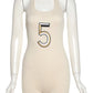 Women Tracksuit Print Figure Playsuit Summer New 2022 New Casual Skinny Stretch Knit Sleeveless
