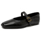 AIYUQI Mary Jane Shoes Female Genuine Leather 2026 New Snap Ballet Shoes Women Square Toe Flat Cowhide Ladies Shoes