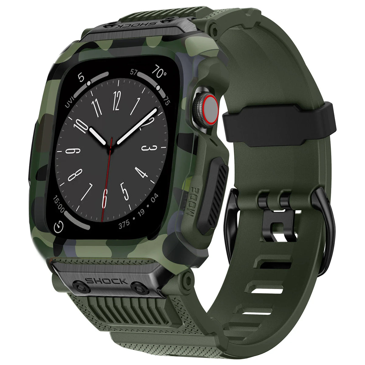 Apple Watch Rugged Rubber Band with Case, Camo or Black