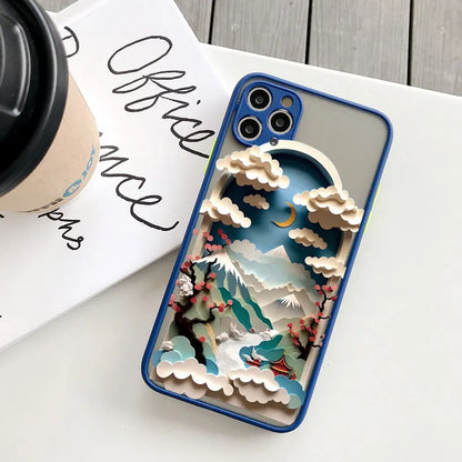 Printing Landscape phone case For iPhone 16 15 14 11 12 13 Pro Max Mini XS X XR 7 8 Plus SE2 Creative Mountains Shockproof Cover