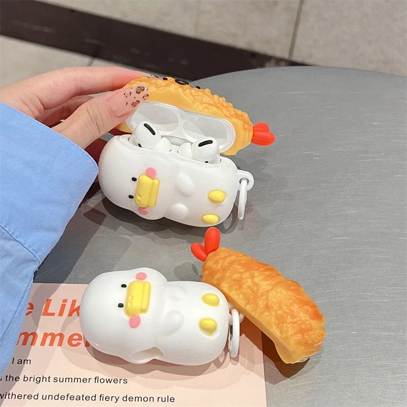 3D Fried Shrimp Duck Earphone Cover For Apple AirPods 1 2 3 Generation For Airpods Pro/Pro2 Wireless Bluetooth Headphone Case