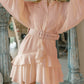 Belt plaid batwing long sleeve women dress summer Office ruffle shirt mini  A-line dress