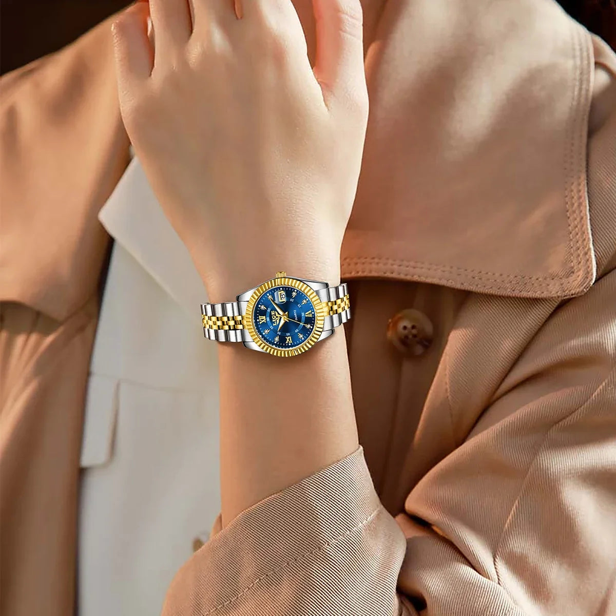 Women's 27mm Fluted Bezel Quartz Date Watch