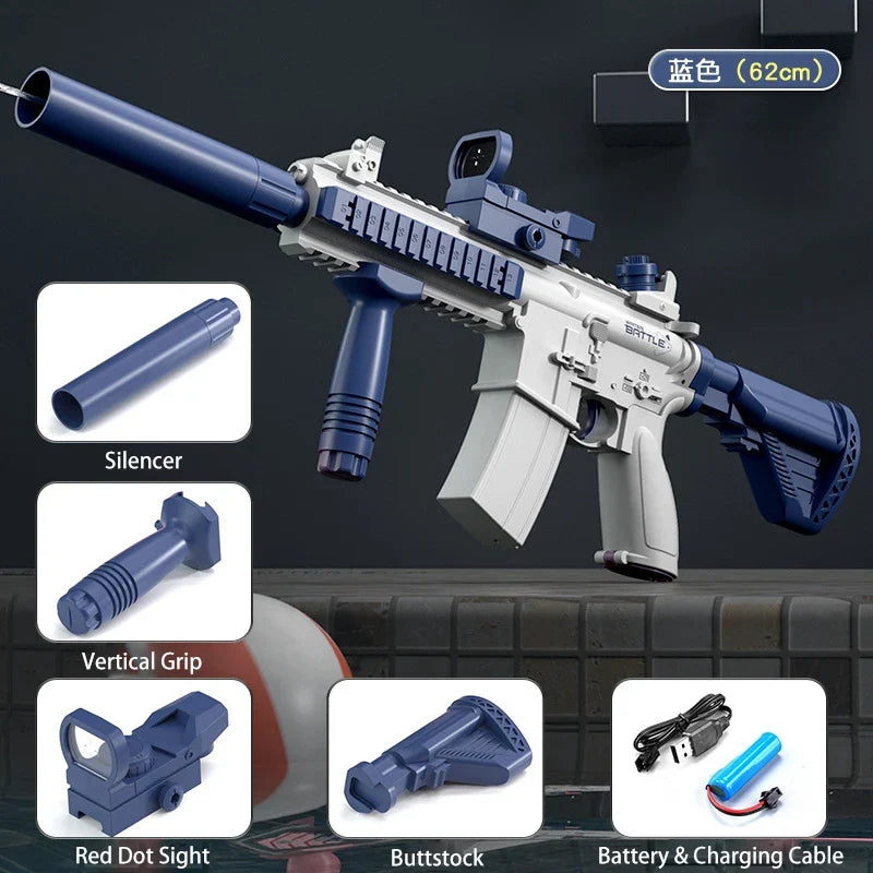 New Water Gun Electric M416 Pistol Shooting Toy Full Automatic Summer Beach Outdoor Fun Toy For Children Boys Girls Adults Gift