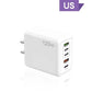 120W Fast Charger USB C Multi Ports PD Quick Charge 3.0 Wall Phone Adapter for iPhone Samsung Huawei Xiaomi Devices
