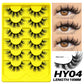 GROINNEYA Fake Lashes Fluffy Cat Eye Lashes 8D Fluffy Volume False Eyelashes D Curl Dramatic Thick Full Strip Faux Mink Lashes
